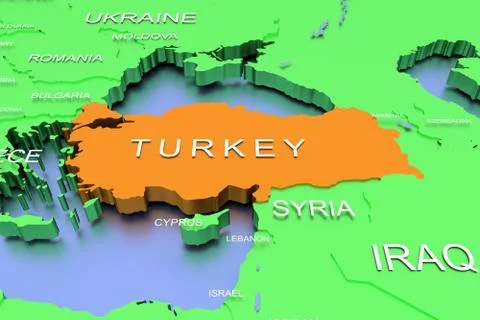 3D rendered map of COVID-19 virus pandemic in Turkey Stock Illustration