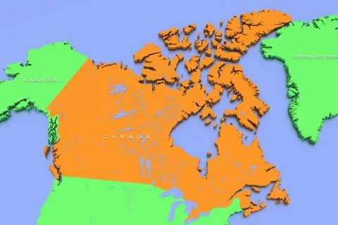 3D rendered map of COVID-19 virus pandemic in Canada Stock Illustration