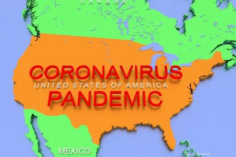 3D rendered map of COVID-19 virus pandemic in USA Stock Illustration