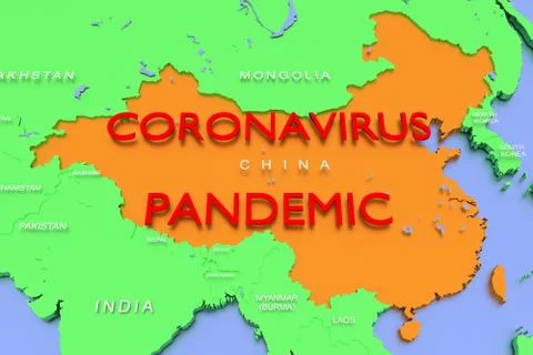 3D rendered map of COVID-19 virus pandemic in China Stock Illustration