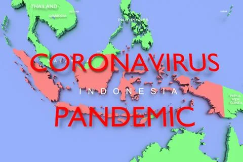 3D rendered map of COVID-19 virus pandemic in Indonesia Stock Illustration