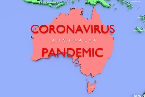 3D rendered map of COVID-19 virus pandemic in Australia Stock Illustration