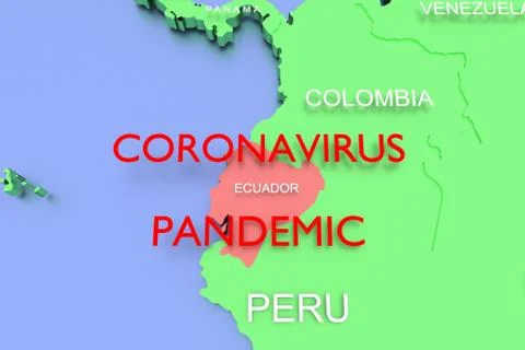 3D rendered map of COVID-19 virus pandemic in Ecuador Stock Illustration
