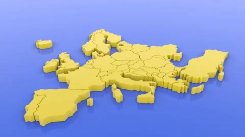 A 3D rendered map of Europe. 3D rendered illustration. Stock Footage 143173373