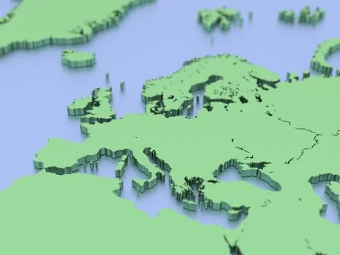 A 3D rendered map of Europe Stock Illustration