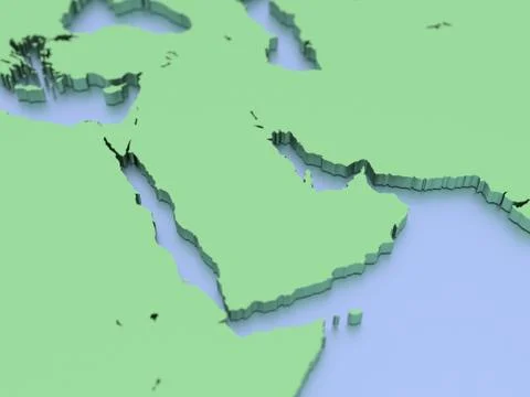 A 3D rendered map of Saud-Arabia Stock Illustration