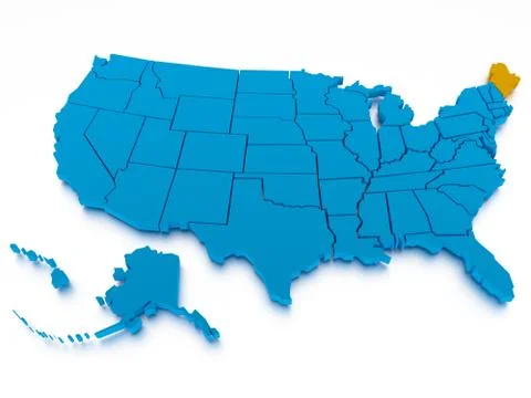 3D rendered map of USA Stock Illustration
