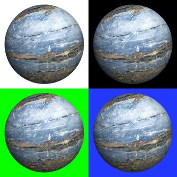 3D rendered marble ball on four different backgrounds Stock Illustration