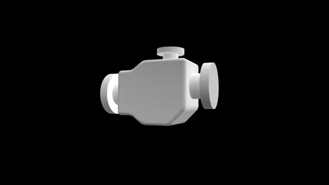 3D Rendered Mechanical Device on Black Background with Geometric Design Video stock 341921571