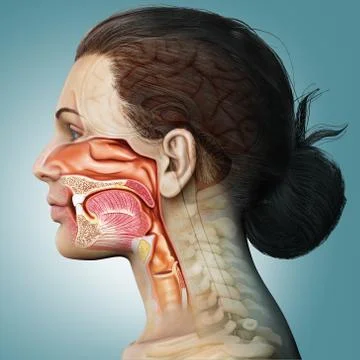 3d rendered, medically accurate illustration of female Trachea and esophagus Stock Illustration