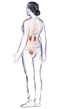 3d rendered, medically accurate illustration of female   kidneys Stock Illustration