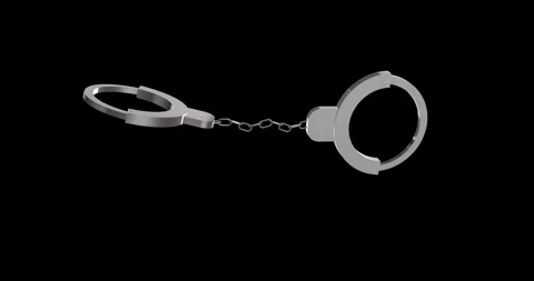 3d rendered Metal Handcuffs animation on a black background Stock Footage 293130732