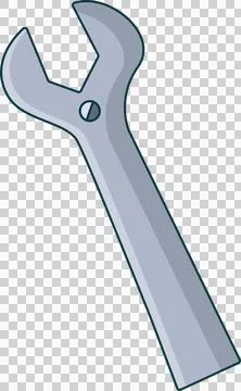 3D-rendered metallic open-end wrench is lying on transparent backdrop, showing Stock Illustration