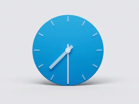 3D rendered minimal clock showing time 7:30 on a light background Stock Illustration