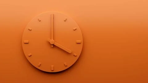 3D rendered minimal clock showing time 4:00 on an orange background with space f Stock Illustration