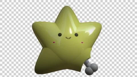 3D rendered model star with boney come out but with cute face Stock Illustration