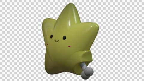 3D rendered model star with boney come out but with cute face Stock Illustration