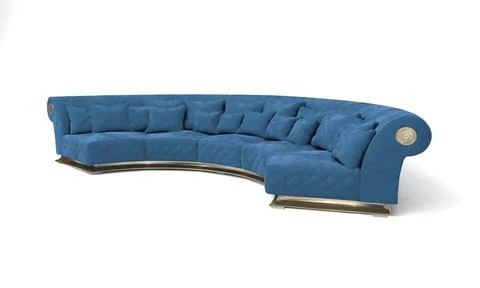 3D rendered modern blue corner sofa on a white background Stock Illustration