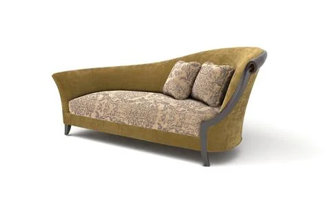 3D rendered modern brown two-seater corner sofa on a white background Stock Illustration