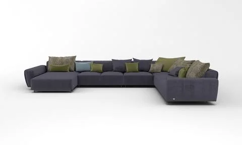 3D rendered modern corner sofa of dark gray color on a white background Stock Illustration