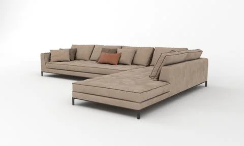 3D rendered modern corner sofa of light brown on a white background Stock Illustration