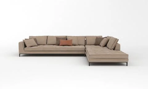 3D rendered modern corner sofa of light brown on a white background Stock Illustration