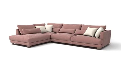 3D rendered modern corner sofa of a rosewood color on a white background Stock Illustration