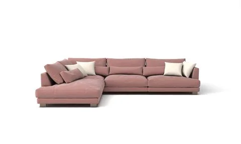 3D rendered modern corner sofa of a rosewood color on a white background Stock Illustration
