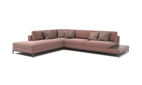 3D rendered modern corner sofa of a rosewood color on a white background Stock Illustration