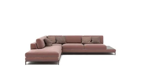 3D rendered modern corner sofa of a rosewood color on a white background Stock Illustration