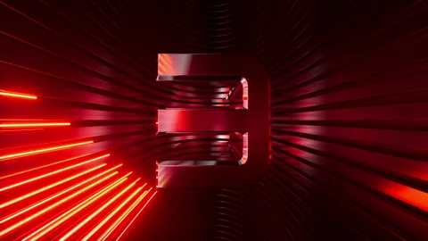 3D rendered of a motion countdown from one to ten. Chrome numbers Stock Footage 317054025