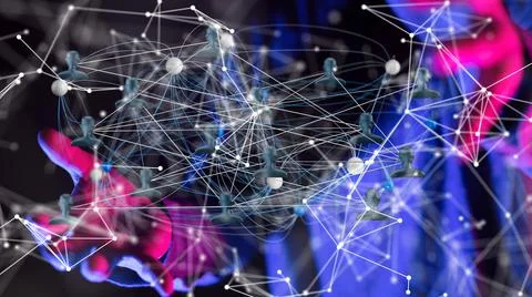3d rendered network connection dots and lines and man's hands Stock Illustration