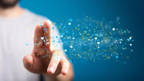 3D rendered neural network concept of connected cells 写真素材