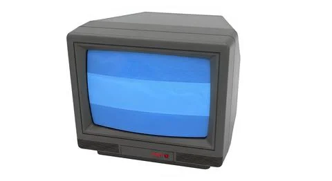 3d rendered old television set with blue screen and black color Stock Photos