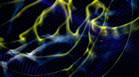 3D rendered or 3D illustration. Abstract shapes of blue and yellow colors on  Stock Photos