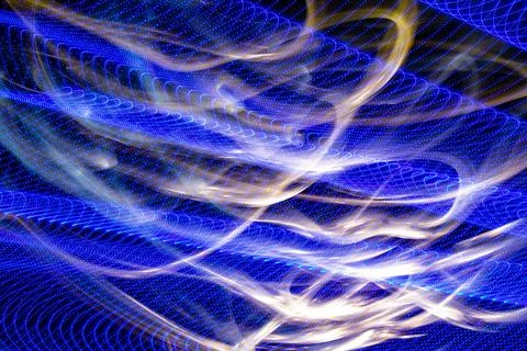 3D rendered or 3D illustration. Abstract shapes of blue and yellow colors on  Stock Photos