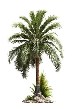 3D rendered palm tree isolated on a white background. Stock Illustration