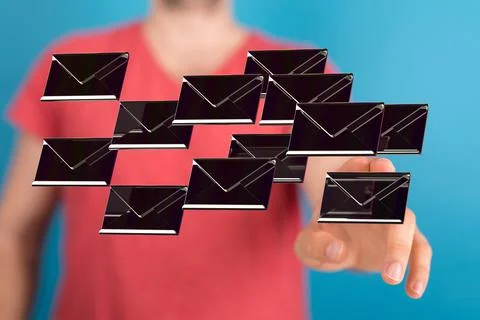 3D rendered paragraph section mail sign hovering in mans hand Stock Photos