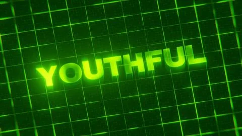 3D-rendered pattern of bright neon green lines arranged in a grid pattern. Illustrazione stock