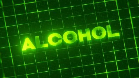 3D-rendered pattern of a word on bright neon green lines arranged in a grid patt Illustrazione stock