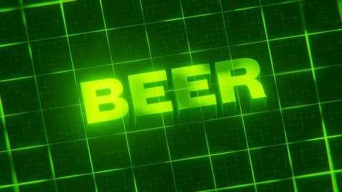 3D-rendered pattern of a word on bright neon green lines arranged in a grid patt 스톡 일러스트