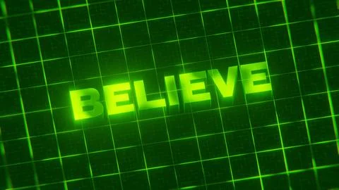 3D-rendered pattern of a word on bright neon green lines arranged in a grid patt 스톡 일러스트