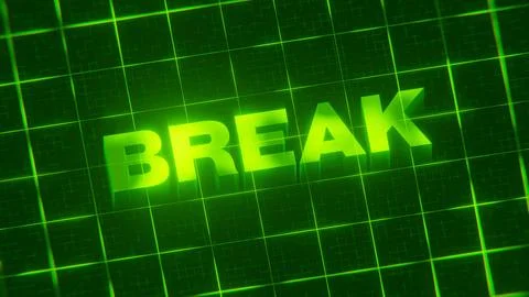 3D-rendered pattern of a word on bright neon green lines arranged in a grid patt 스톡 일러스트