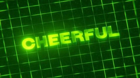 3D-rendered pattern of a word on bright neon green lines arranged in a grid patt Illustrazione stock