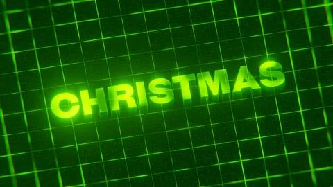 3D-rendered pattern of a word on bright neon green lines arranged in a grid patt Illustrazione stock