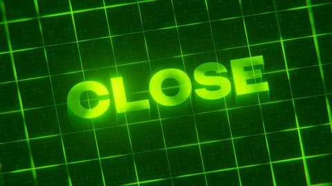 3D-rendered pattern of a word on bright neon green lines arranged in a grid patt Stock Illustration