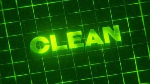 3D-rendered pattern of a word on bright neon green lines arranged in a grid patt 스톡 일러스트