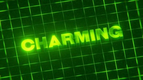 3D-rendered pattern of a word on bright neon green lines arranged in a grid patt 스톡 일러스트