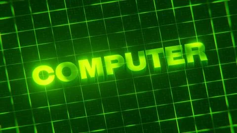 3D-rendered pattern of a word on bright neon green lines arranged in a grid patt 스톡 일러스트