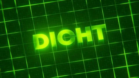 3D-rendered pattern of a word on bright neon green lines arranged in a grid patt Illustrazione stock